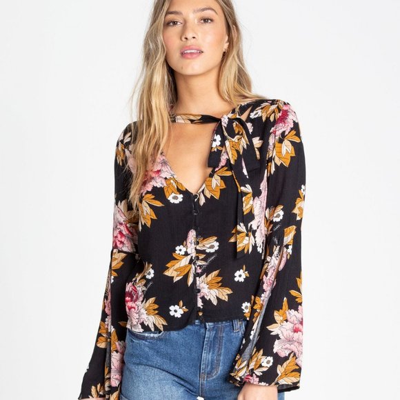 Billabong Tops - Billabong Lust Linger Tie Neck Top